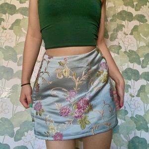 Silky Floral Turquoise Skirt🌸💙